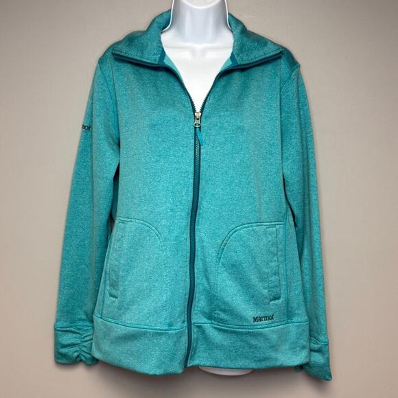 Marmot Teal Fleece Line Full Zip Running Jacket Womens Sz L - Picture 2 of 10